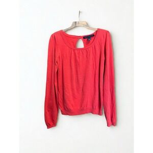 French Connection Women's‎ Red Knit Sweater L Fall Holiday Style Keyhole Back
